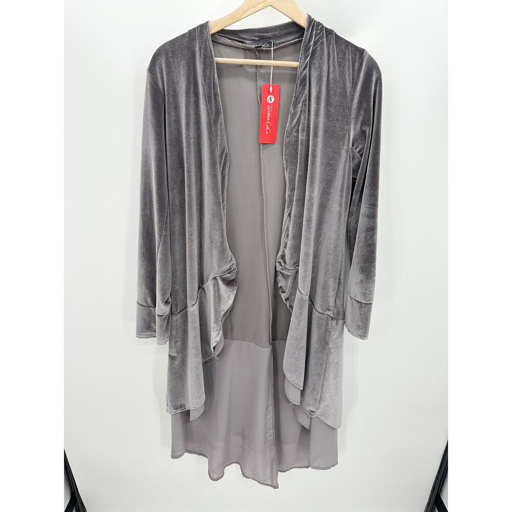 Urban Coco Womens Gray Velvet Open Long Cardigan Duster Size S Witchy Fairy‎